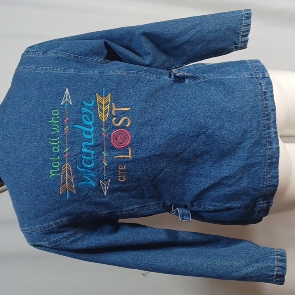 Custom womens jean jacket size m in a beautiful cotton denim